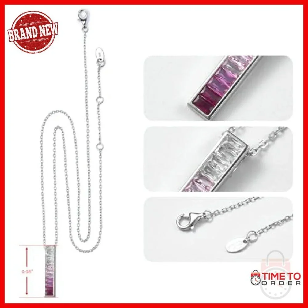 925 Sterling Silver Adjustable Necklace with Cubic Zirconia Stones